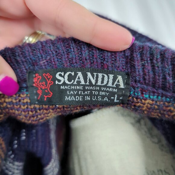 Vintage Scandia Nordic Knit Sweater Medium Purple - Picture 8 of 9
